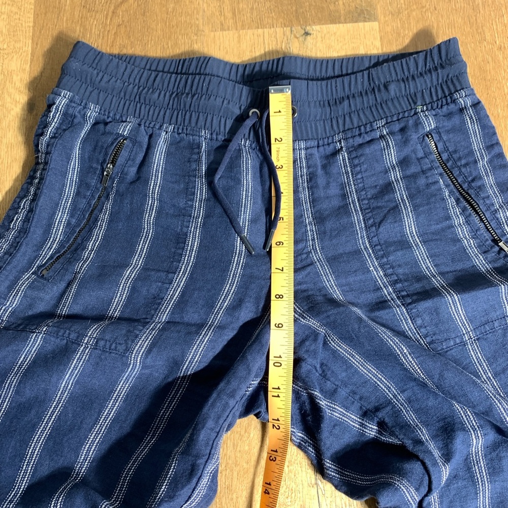 Athleta Pants Womens Pants Blue Pants Pinstripe Pants Linen Pants Crop Pants 6 - Picture 5 of 6